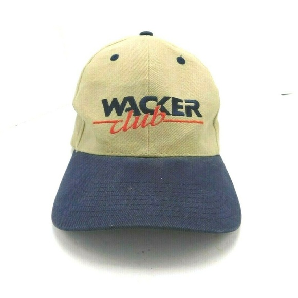 Wacker Club Michigan Hotel Hat Cap Strapback Tan Navy Blue Bill - Picture 1 of 8